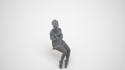 realistic 3D human girl casual kids, archviz people FBX OBJ for Blender, wireframe three-quarter view