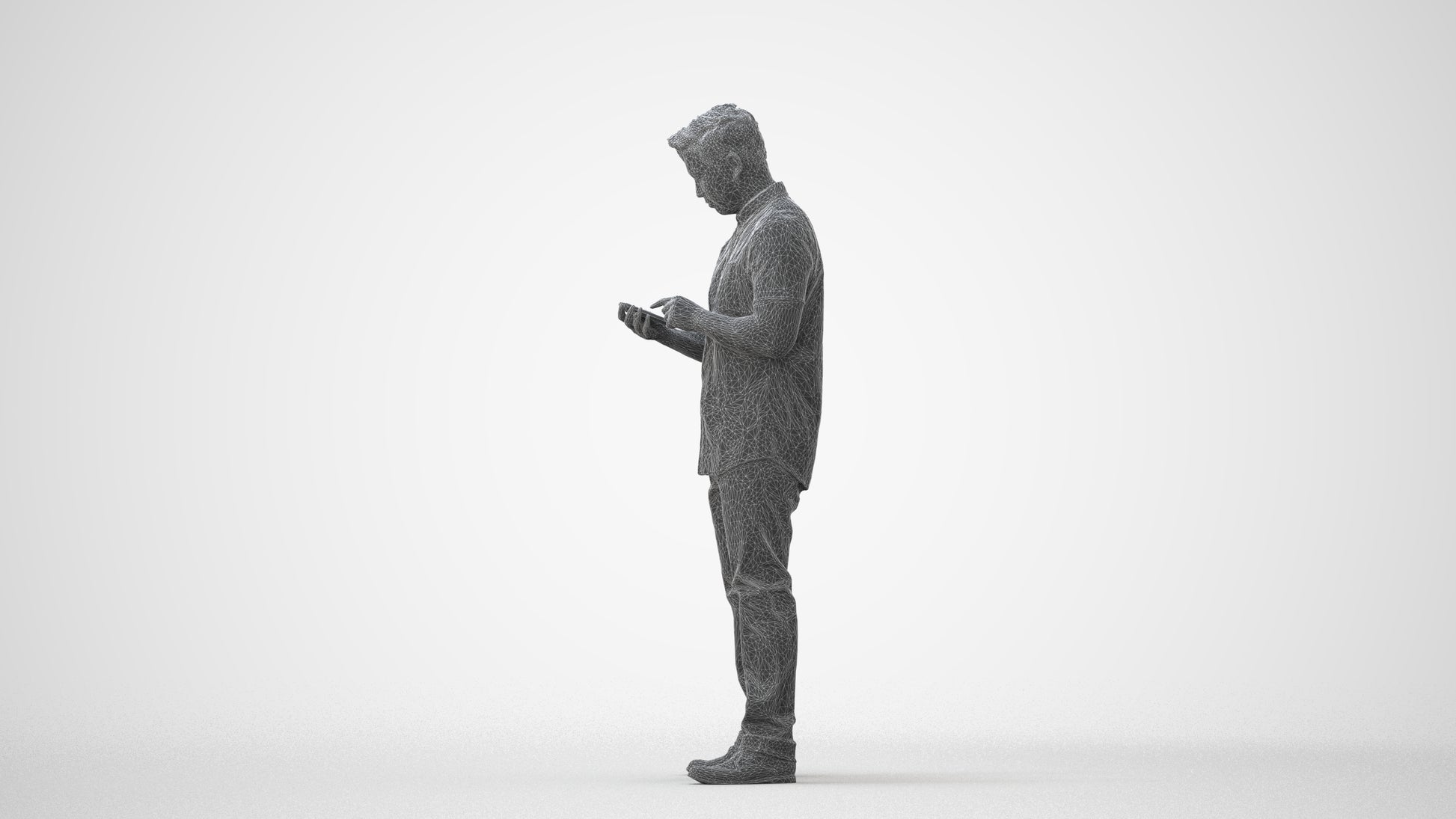 3D people model man casual standing, scanned human for 3ds Max rendering, square thumbnail