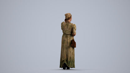 3D scanned woman standing casual, photorealistic archviz people for Enscape and SketchUp, front view render
