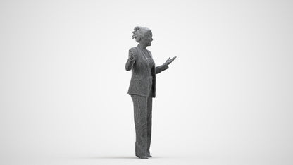 realistic 3D human woman business, archviz people FBX OBJ for Blender, wireframe side view