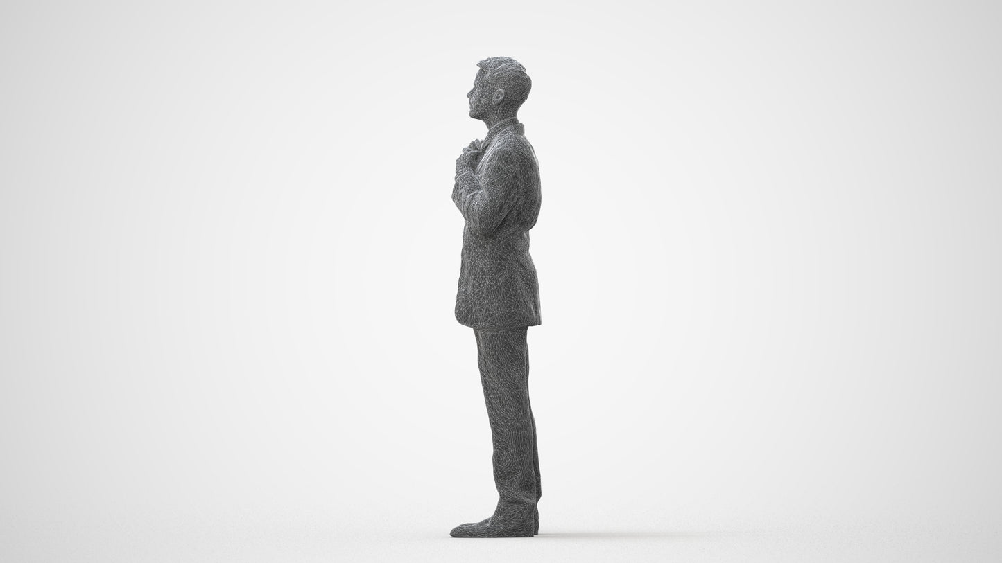 3D human model man business, photogrammetry scanned person for archviz, square thumbnail