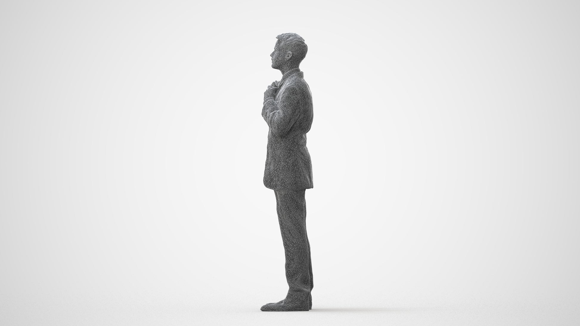 3D human model man business, photogrammetry scanned person for archviz, square thumbnail