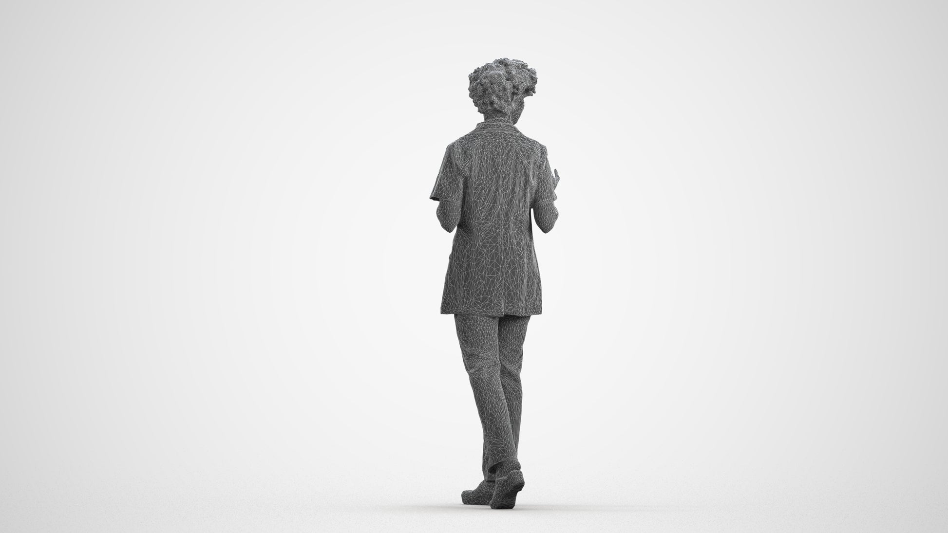 photogrammetry 3D woman medical, realistic human model archviz FBX, wireframe front view