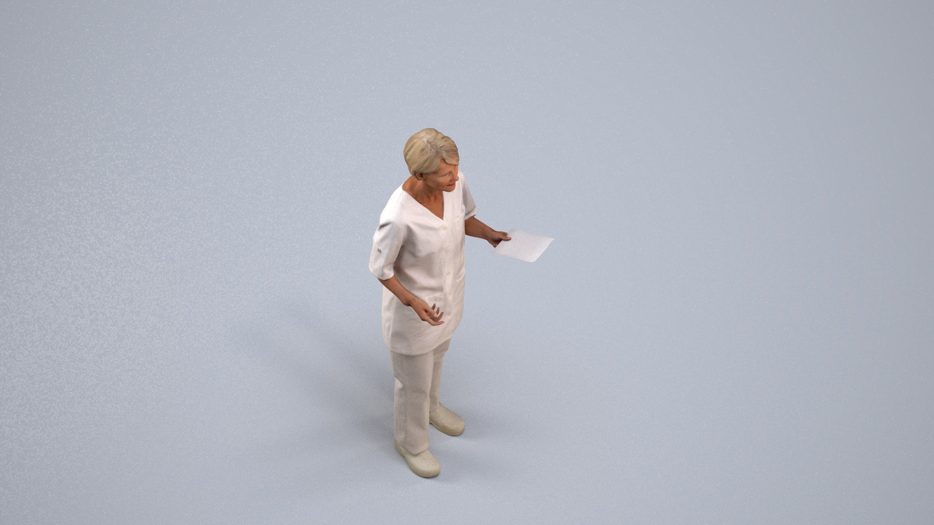 photogrammetry 3D senior woman medical, realistic human model archviz FBX, back view render