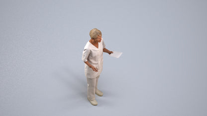 photogrammetry 3D senior woman medical, realistic human model archviz FBX, back view render
