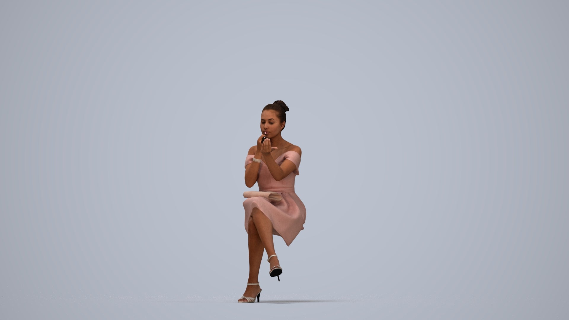 realistic 3D human woman formal formalaffairs, archviz people FBX OBJ for Blender, top-down view render