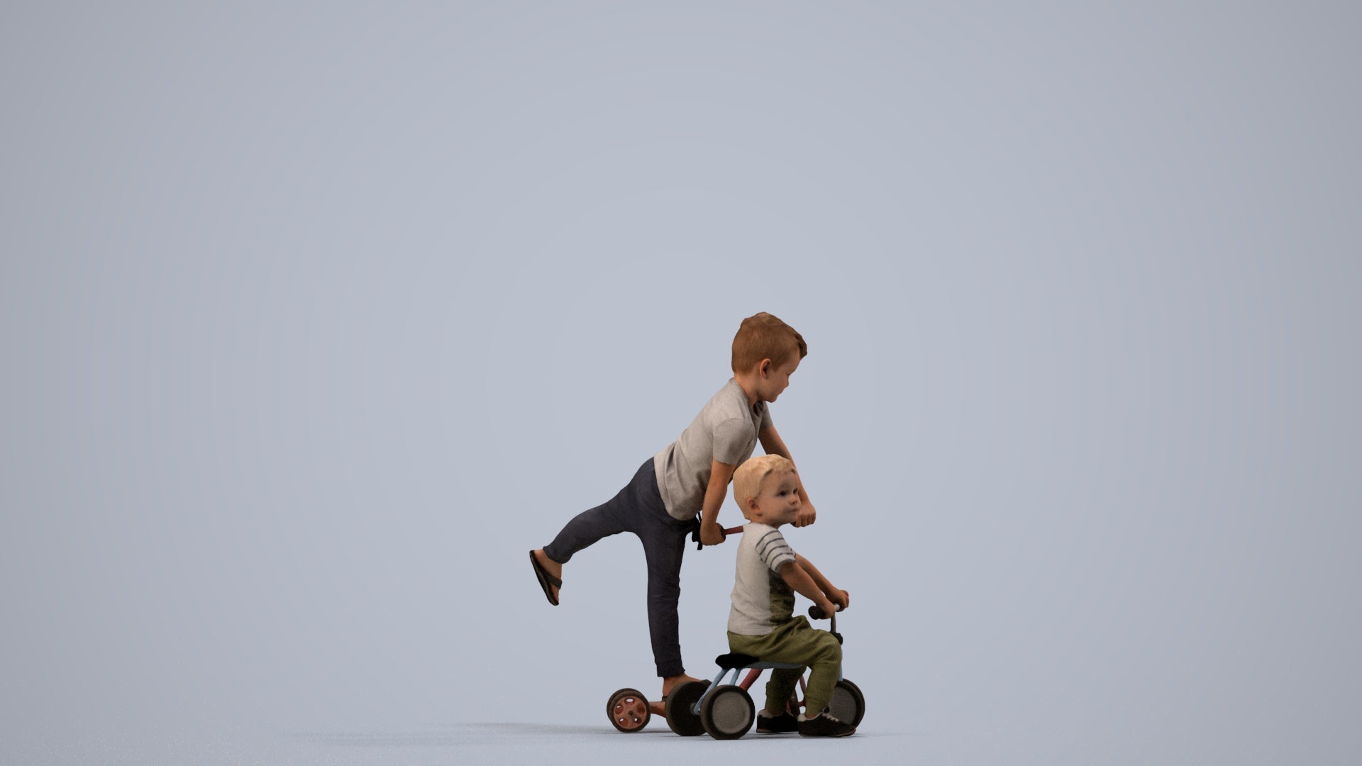 photogrammetry 3D boy casual kids, realistic human model archviz FBX, side view render