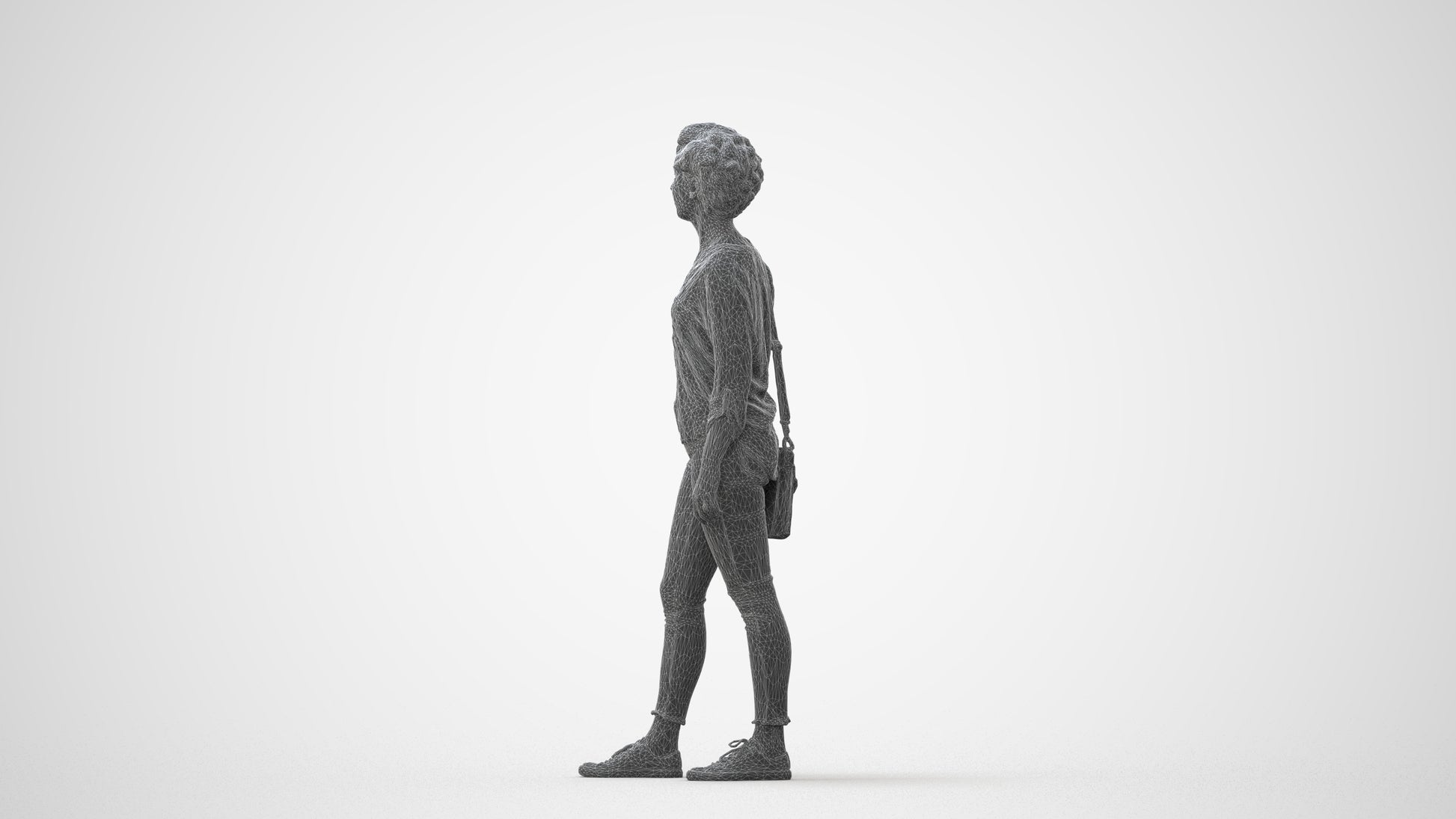 scanned 3D woman casual walking, photogrammetry people for Enscape and V-Ray, square thumbnail