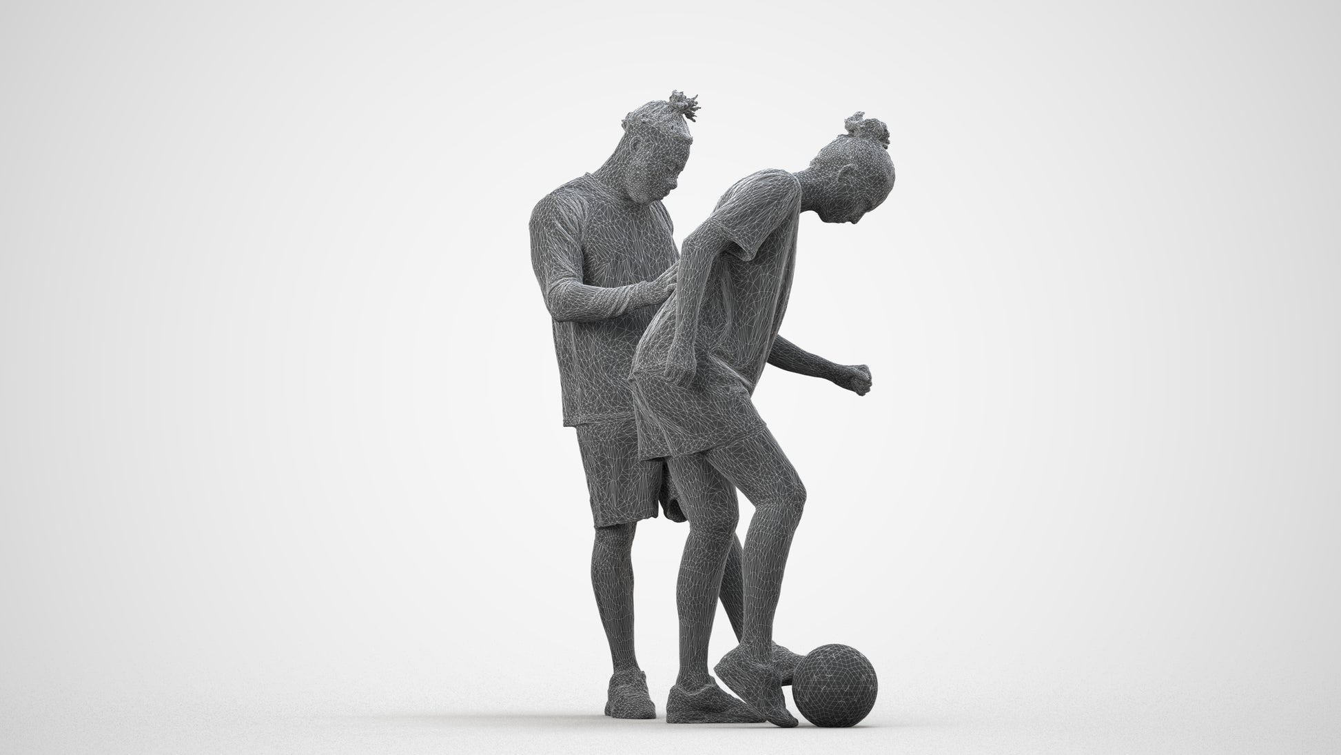 scanned 3D woman sport, photogrammetry people for Enscape and V-Ray, wireframe side view