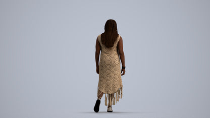 3D human model woman casual standing, photogrammetry scanned person for archviz, front view render