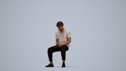 realistic 3D people man casual sitting, render-ready for V-Ray and Corona, FBX OBJ, top-down view render