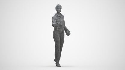 scanned 3D woman business door, photogrammetry people for Enscape and V-Ray, three-quarter front view render