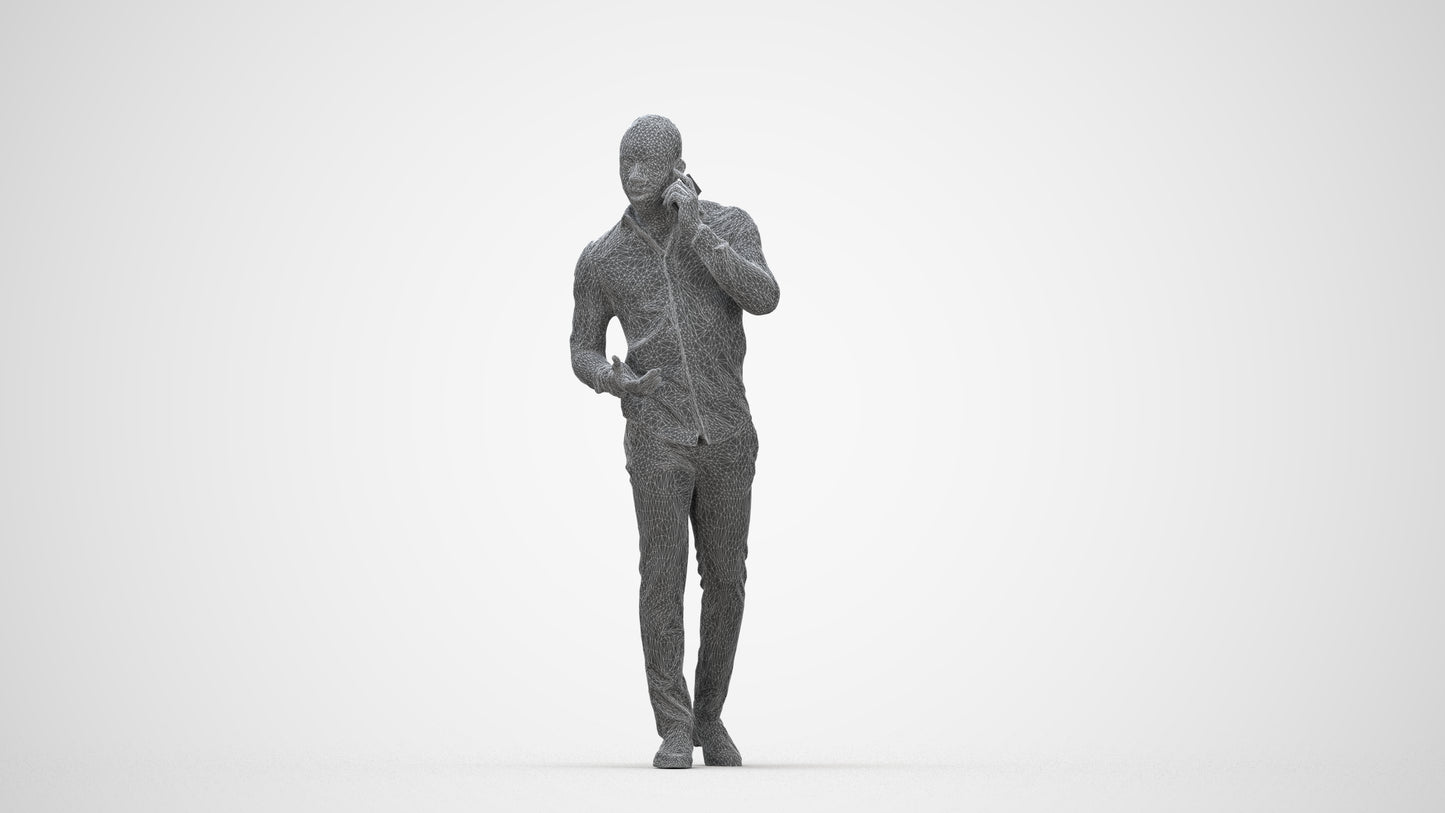 realistic 3D people man business walking, render-ready for V-Ray and Corona, FBX OBJ, wireframe back view