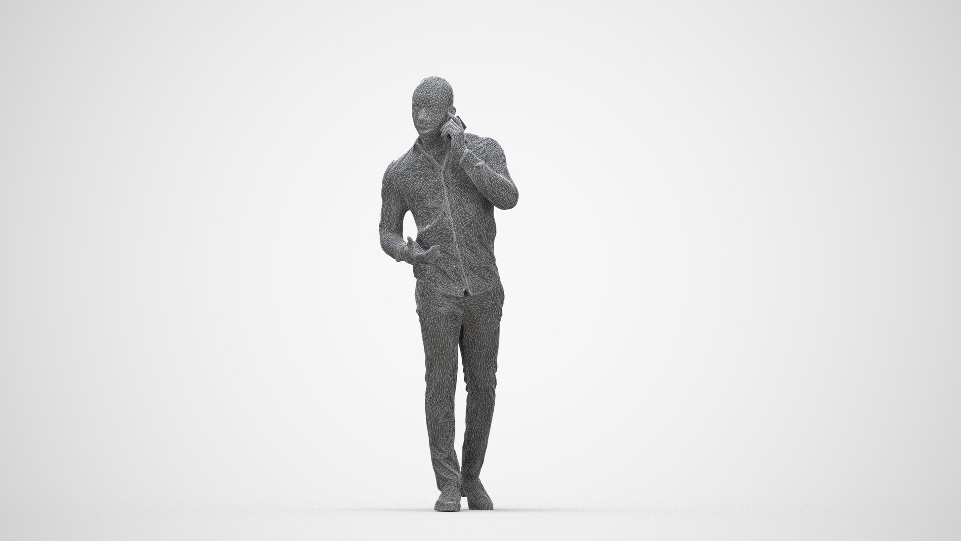realistic 3D people man business walking, render-ready for V-Ray and Corona, FBX OBJ, wireframe back view