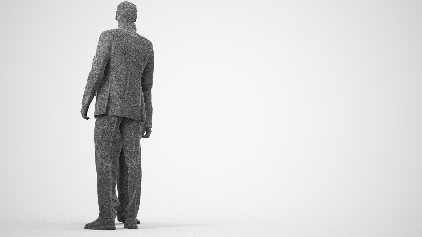 scanned 3D man business, photogrammetry people for Enscape and V-Ray, wireframe side view