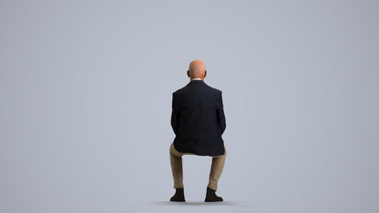 3D scanned senior man business, photorealistic archviz people for Enscape and SketchUp, front view render