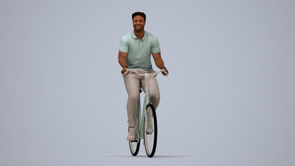 scanned 3D man casual cycling, photogrammetry people for Enscape and V-Ray, top-down view render