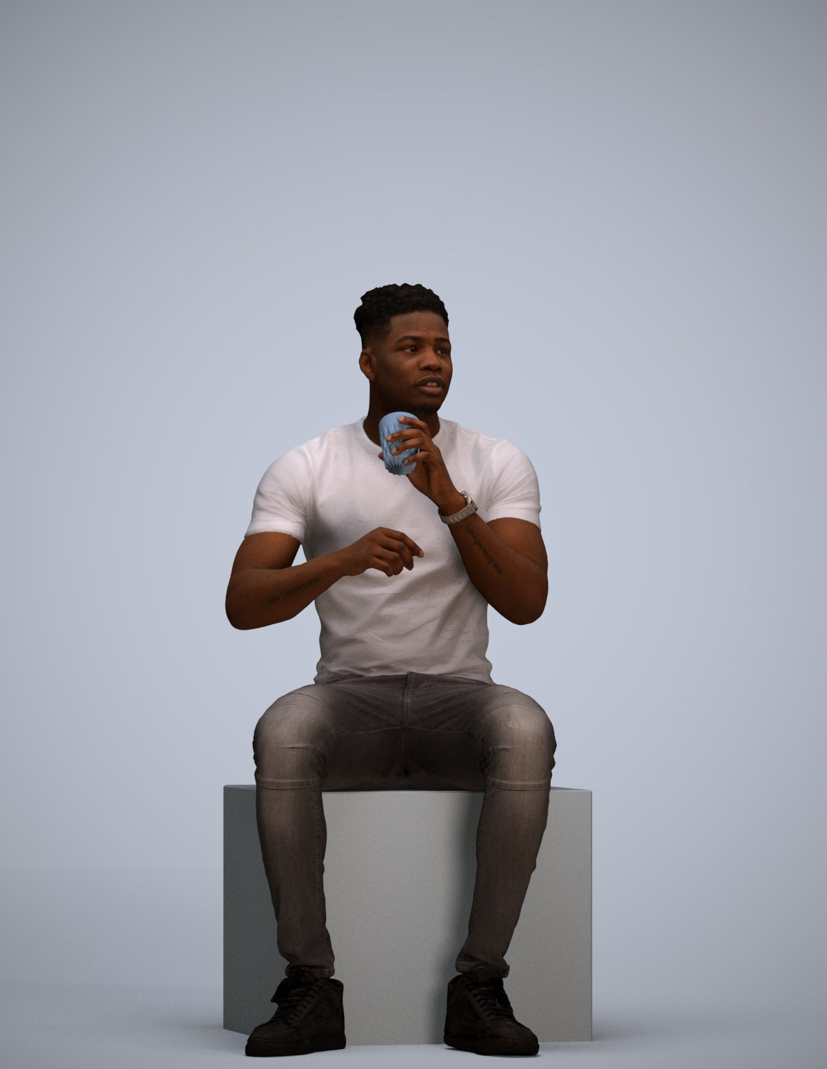 3D human model man casual business, photogrammetry scanned person for archviz