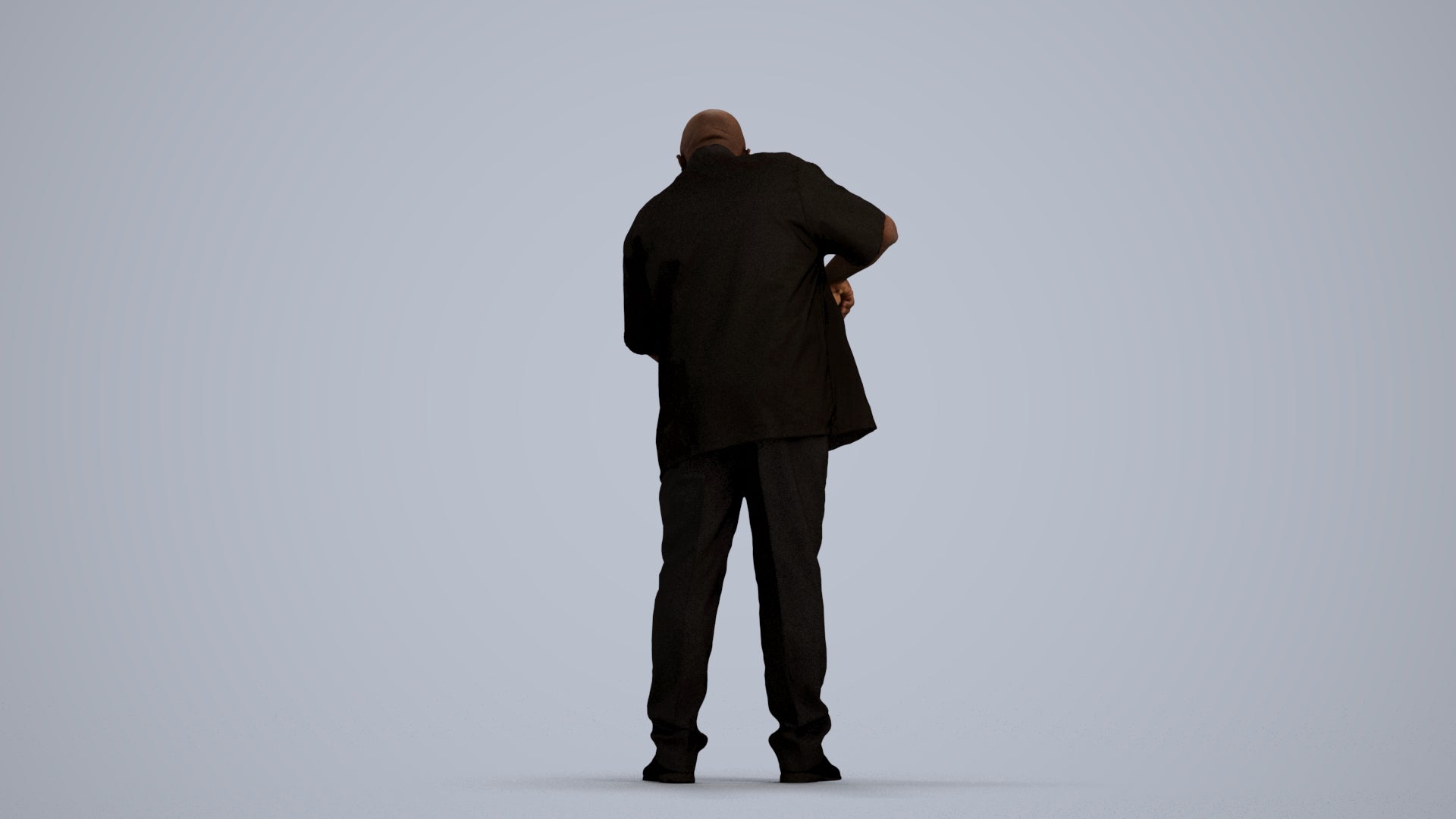 photogrammetry 3D man hospitality, realistic human model archviz FBX, front view render
