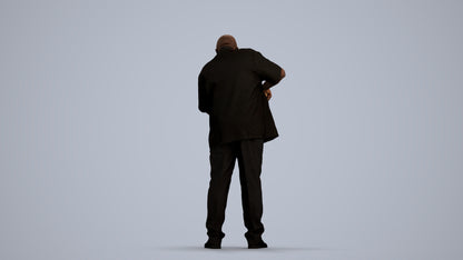 photogrammetry 3D man hospitality, realistic human model archviz FBX, front view render