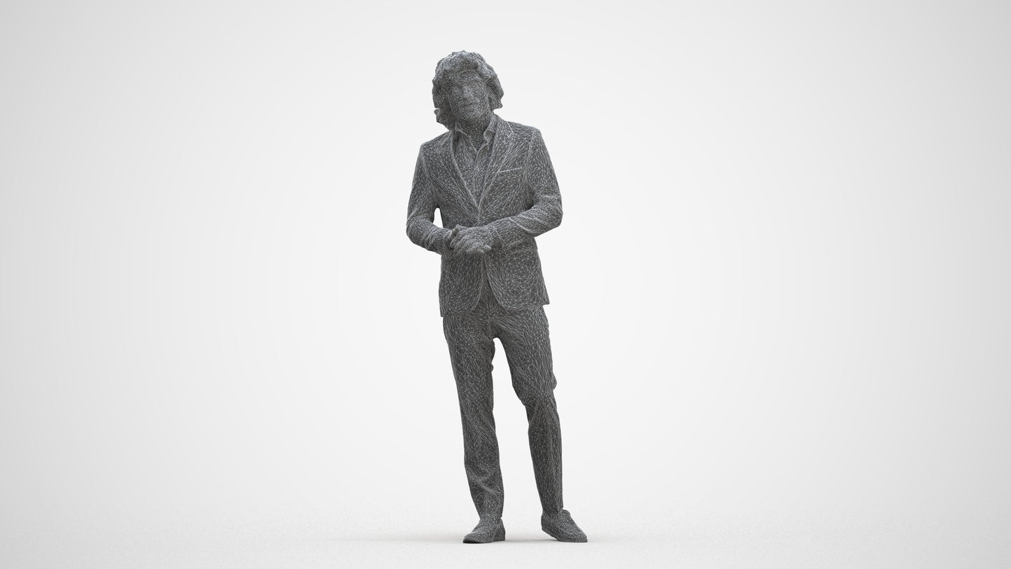 3D people model man business, scanned human for 3ds Max rendering, three-quarter front view render
