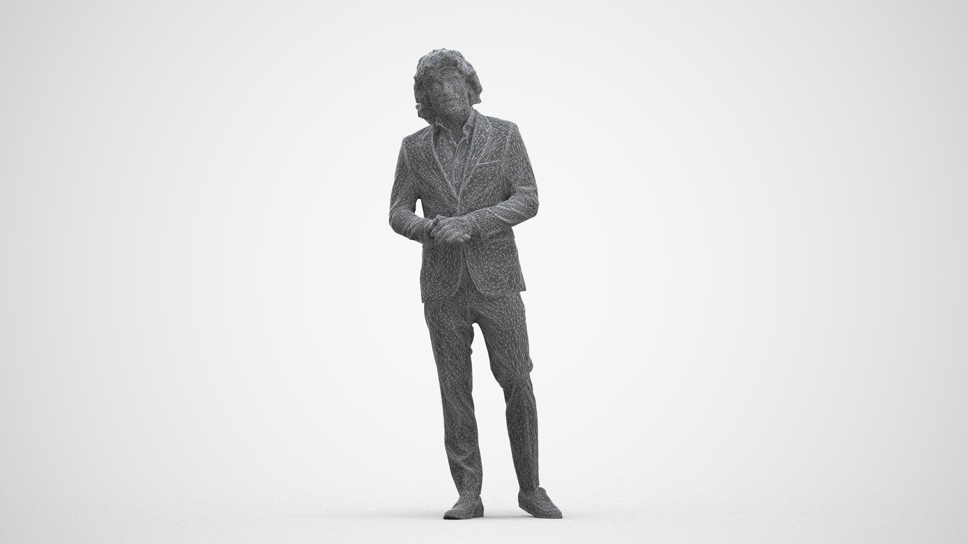 3D people model man business, scanned human for 3ds Max rendering, three-quarter front view render