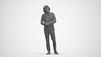 3D people model man business, scanned human for 3ds Max rendering, three-quarter front view render