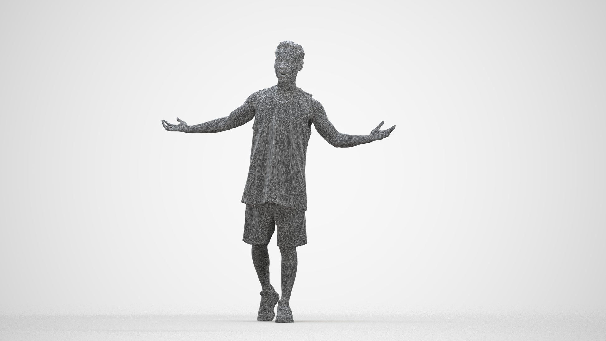 realistic 3D people man sport, render-ready for V-Ray and Corona, FBX OBJ, wireframe back view