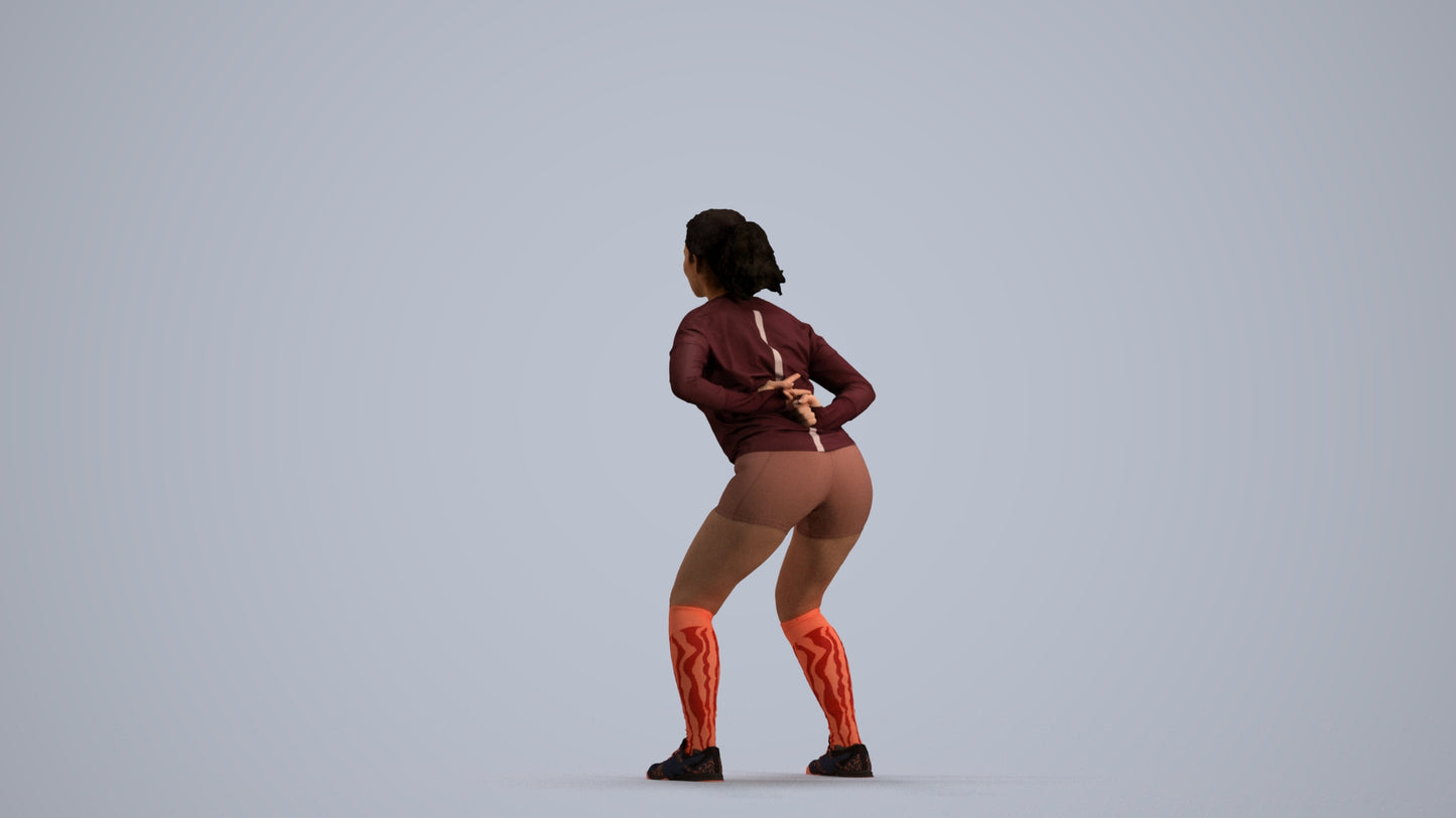 3D people model woman sport, scanned human for 3ds Max rendering, front view render