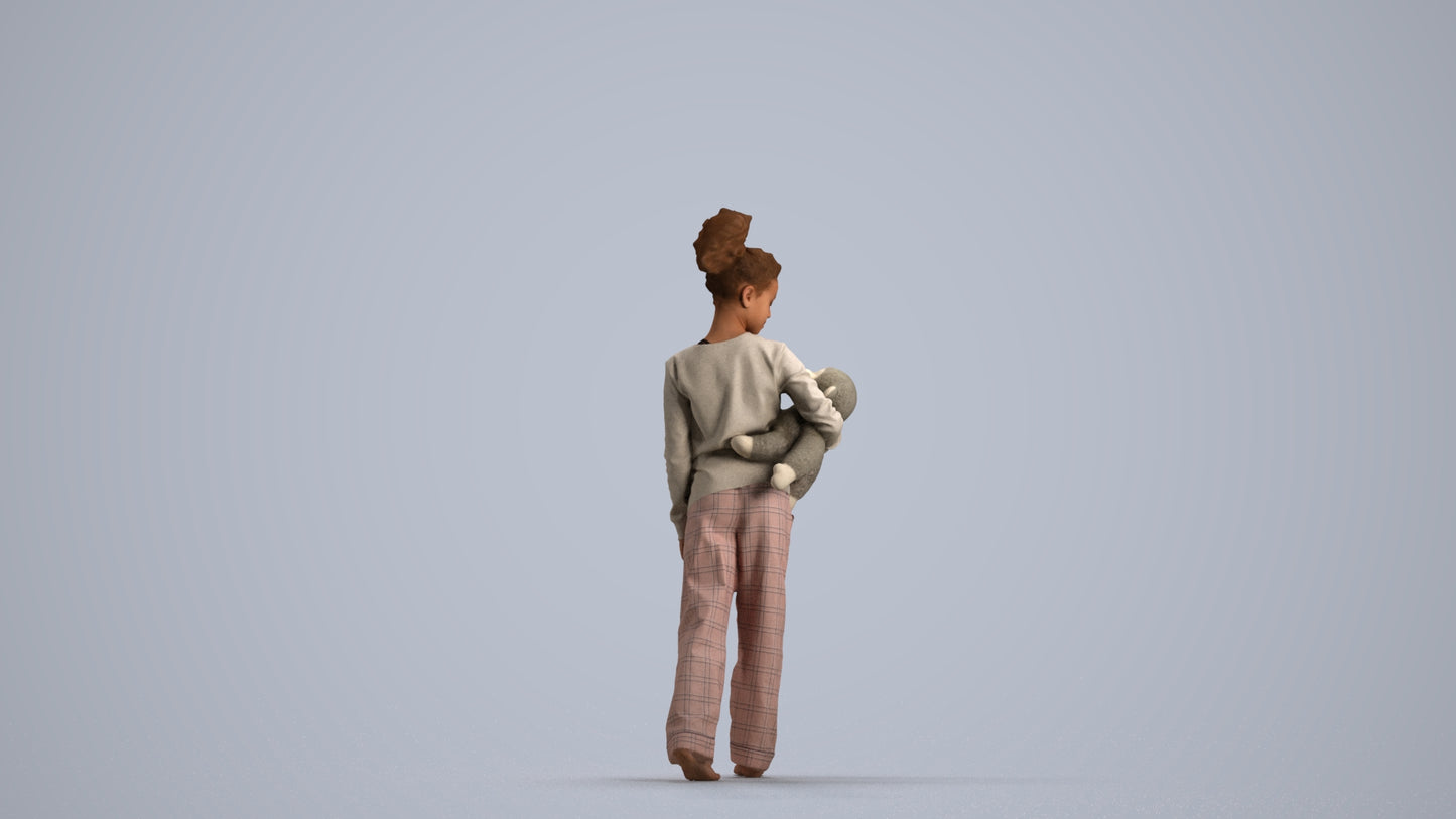 realistic 3D people girl kids, render-ready for V-Ray and Corona, FBX OBJ, front view render