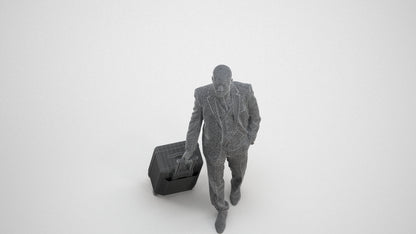 3D people model man business, scanned human for 3ds Max rendering, wireframe three-quarter view
