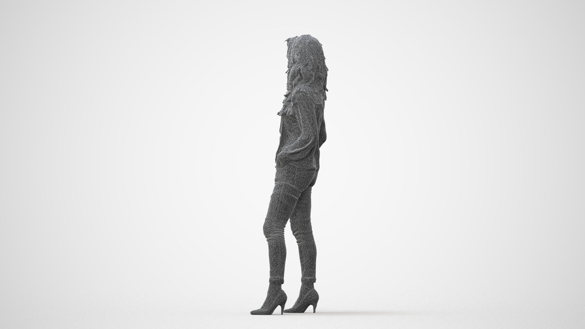 realistic 3D people woman casual standing, render-ready for V-Ray and Corona, FBX OBJ, square thumbnail