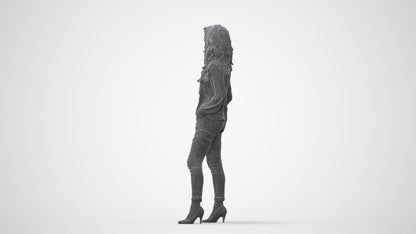 realistic 3D people woman casual standing, render-ready for V-Ray and Corona, FBX OBJ, square thumbnail