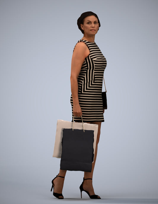 photogrammetry 3D woman casual shopping, realistic human model archviz FBX