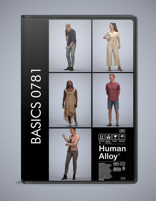photogrammetry 3D people standing collection, 5 realistic human models archviz FBX