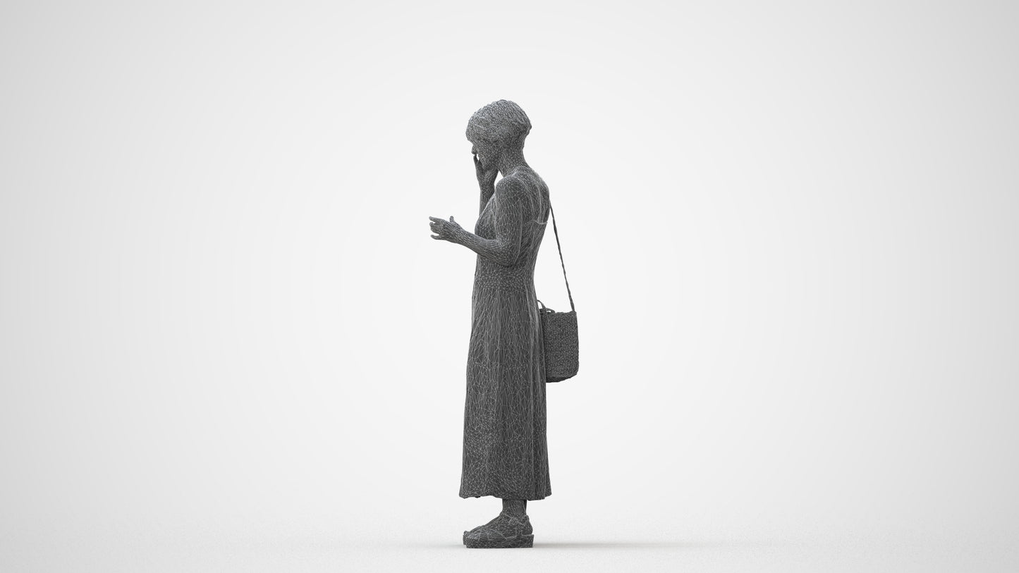 realistic 3D human senior woman standing, archviz people FBX OBJ for Blender, square thumbnail