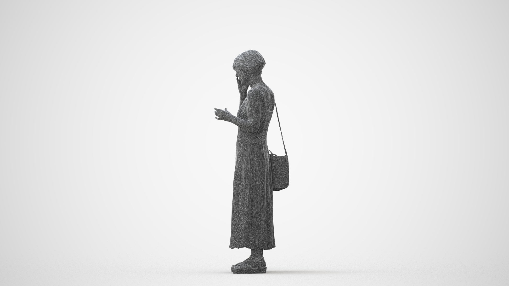 realistic 3D human senior woman standing, archviz people FBX OBJ for Blender, square thumbnail