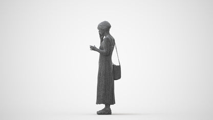 realistic 3D human senior woman standing, archviz people FBX OBJ for Blender, square thumbnail