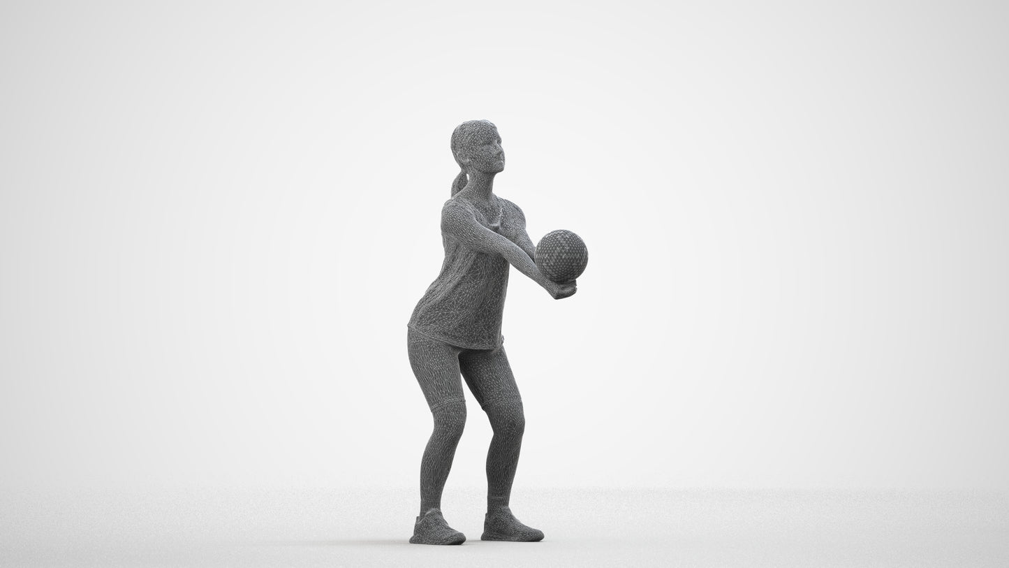 photogrammetry 3D girl sport, realistic human model archviz FBX, wireframe side view