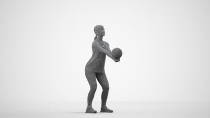 photogrammetry 3D girl sport, realistic human model archviz FBX, wireframe side view