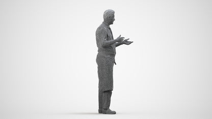 3D people model man hospitality, scanned human for 3ds Max rendering, wireframe side view