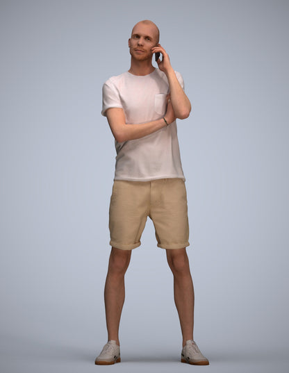 realistic 3D people man casual standing, render-ready for V-Ray and Corona, FBX OBJ