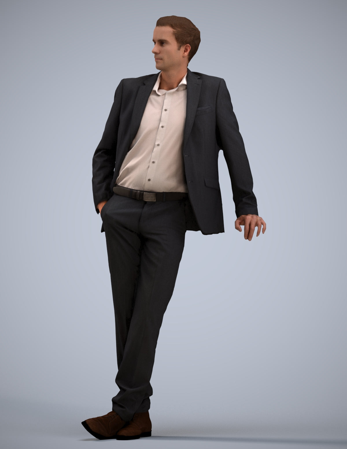 3D scanned man business, photorealistic archviz people for Enscape and SketchUp