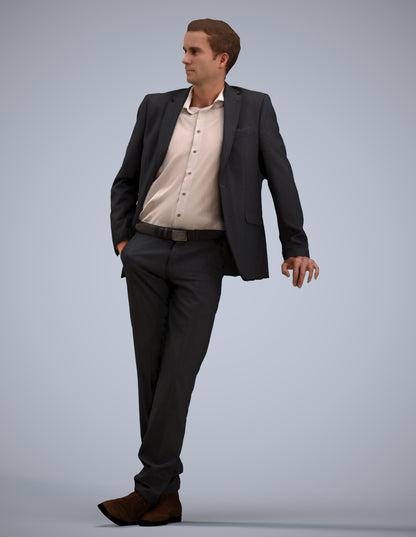 3D scanned man business, photorealistic archviz people for Enscape and SketchUp