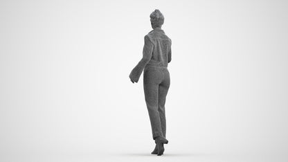 scanned 3D woman business door, photogrammetry people for Enscape and V-Ray, wireframe front view
