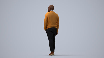 realistic 3D human man casual walking, archviz people FBX OBJ for Blender, three-quarter view render