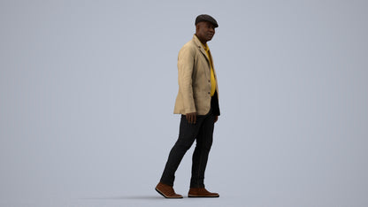photogrammetry 3D man casual walking, realistic human model archviz FBX, side view render