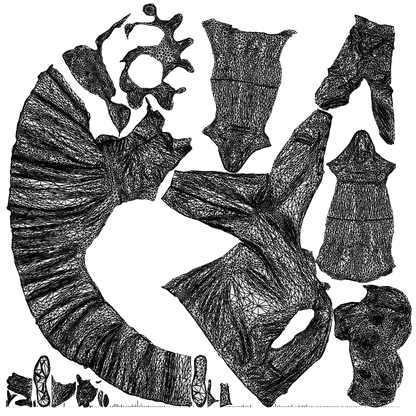 scanned 3D girl kids, photogrammetry people for Enscape and V-Ray, wireframe top-down view