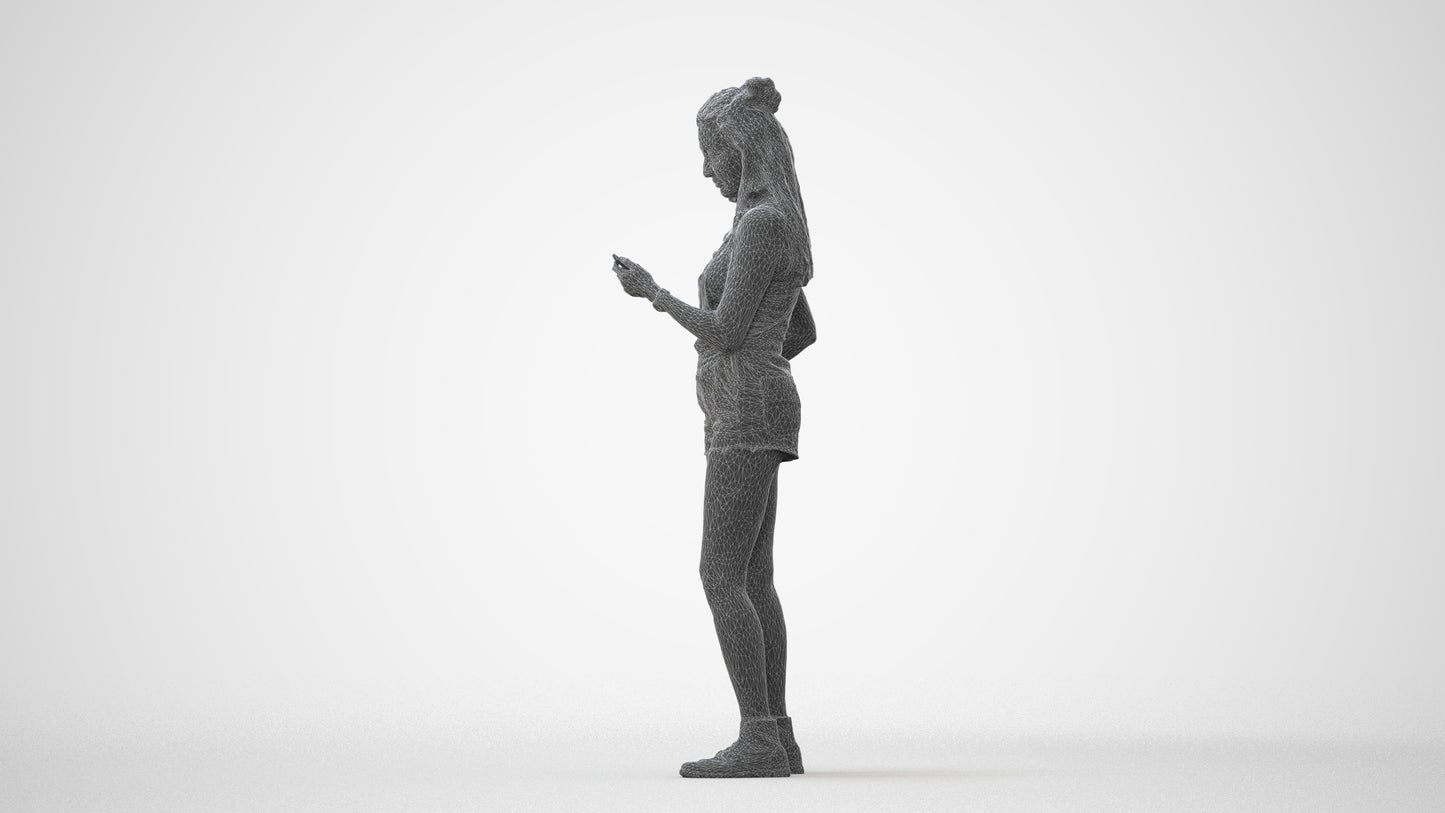 realistic 3D people woman casual standing, render-ready for V-Ray and Corona, FBX OBJ, square thumbnail