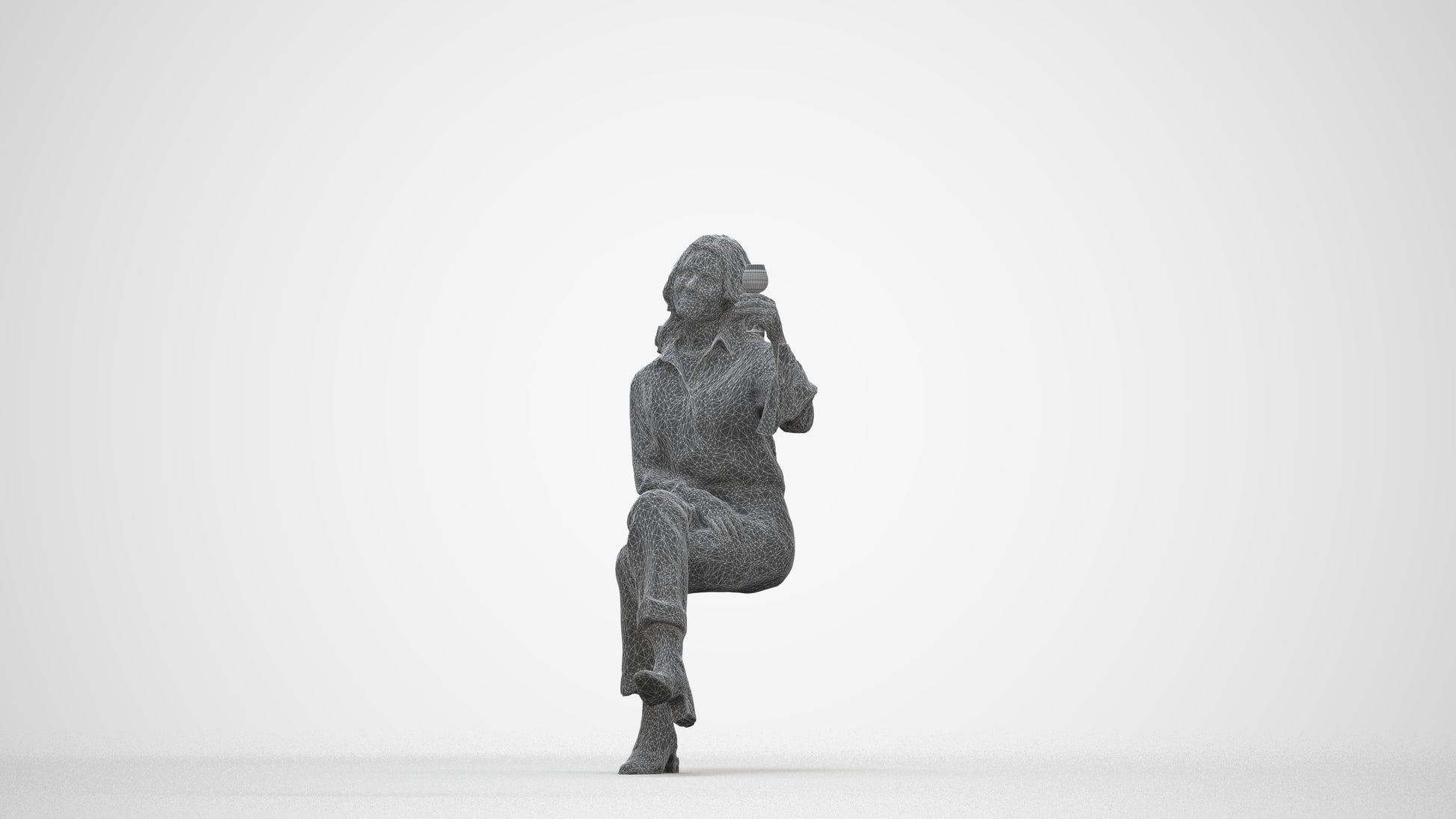 realistic 3D people woman casual formalaffairs, render-ready for V-Ray and Corona, FBX OBJ, wireframe back view